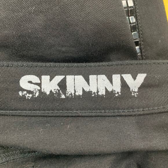 VERSACE COLLECTION Size 24 Black Cotton Blend Studded Skinny Jeans - Picture 5 of 7